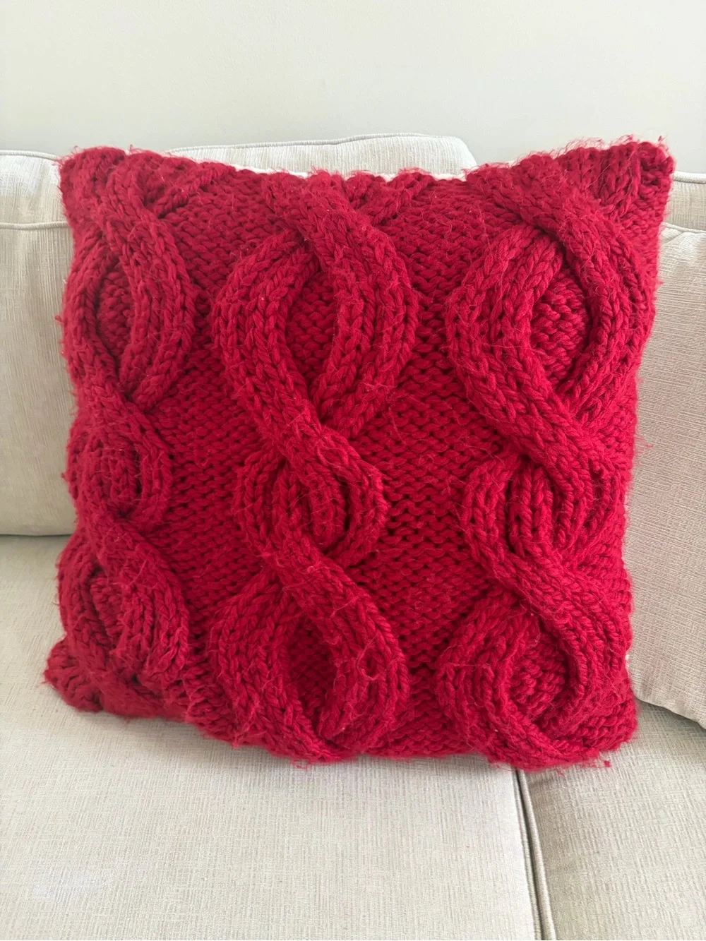 Pottery Barn Red super chunky Cable Knit Holiday Pillow Covers